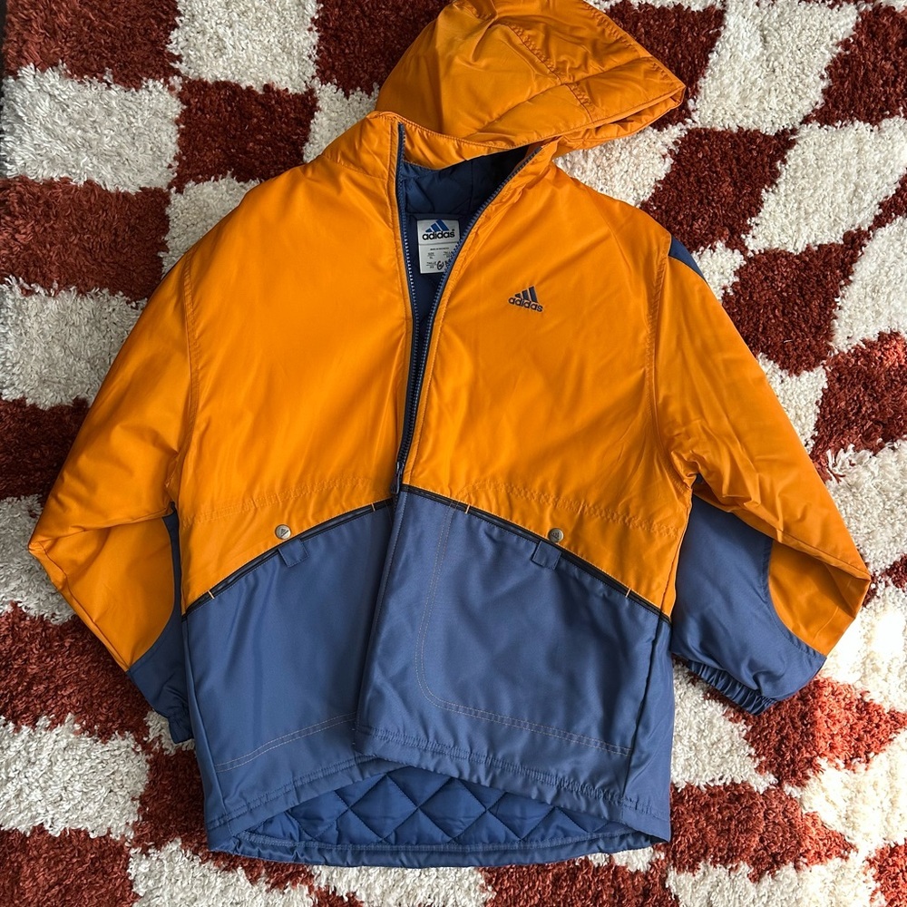 Adidas Vintage Orange and Navy Windbreaker